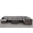Living Source International 9-Piece Wicker / Rattan Sectional Set in Espresso