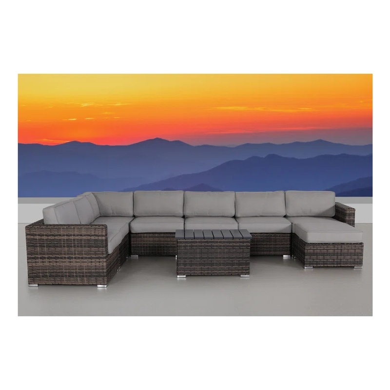 Living Source International 9-Piece Wicker / Rattan Sectional Set in Espresso
