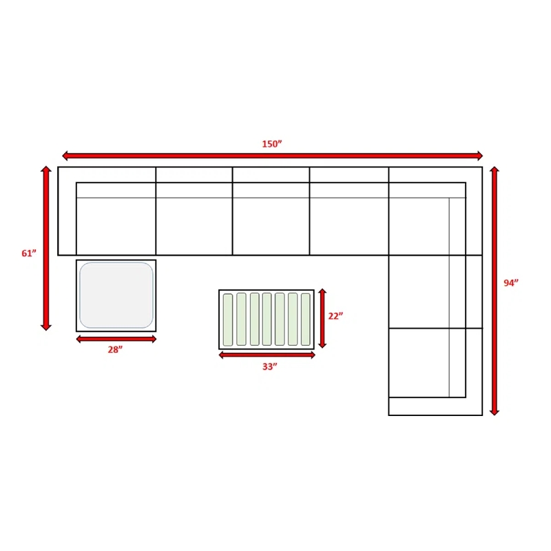 Living Source International 9-Piece Sectional Set with Plush Cushions in Gray