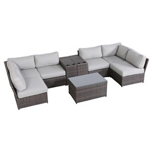 living source international 9-piece outdoor set with cushions in brown