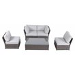 Living Source International Modern Wicker 4-Person Set with Cushions in Brown