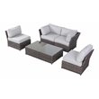 Living Source International Modern Wicker 4-Person Set with Cushions in Brown
