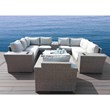 Living Source International 13-Piece Wicker Sectional Set with Cushions in Gray