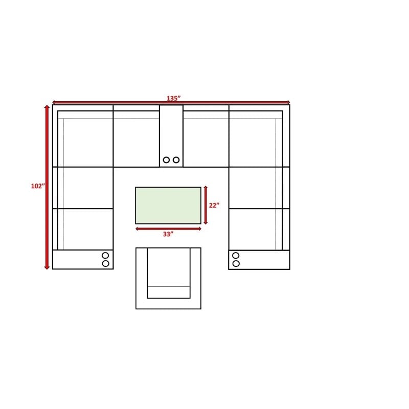 Living Source International 13-Piece Wicker Sectional Set with Cushions in Gray