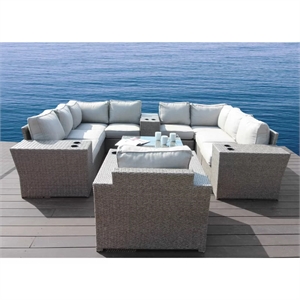living source international 13-piece wicker sectional set with cushions in gray