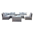 Living Source International 9-Piece Wicker / Rattan Patio Furniture Set in Gray