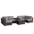 Living Source International 9-Piece Wicker / Rattan Sectional Set in Espresso