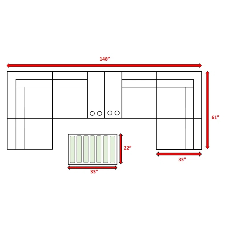 Living Source International 9-Piece Wicker / Rattan Sectional Set in Espresso
