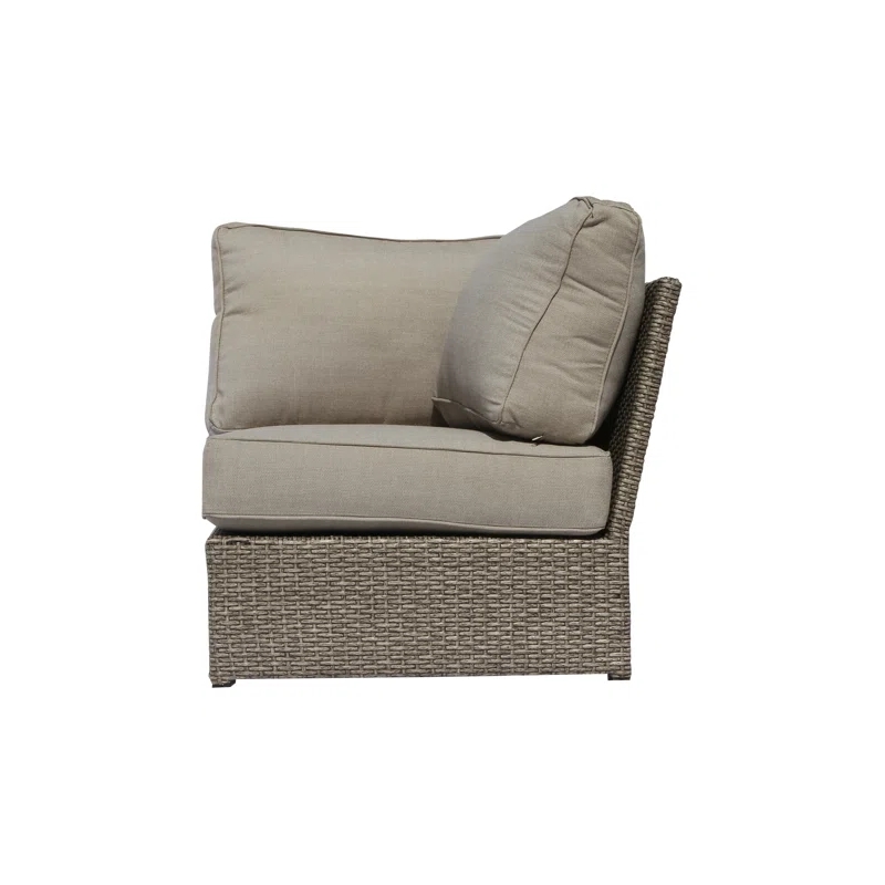 Living Source Intl 10-PC Wicker / Rattan Sectional Set w/Cushions in White/Gray
