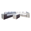 Living Source Intl 10-PC Wicker / Rattan Sectional Set w/Cushions in White/Gray