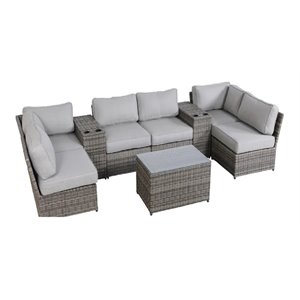 living source international 9-piece sectional set plus plush cushions in gray