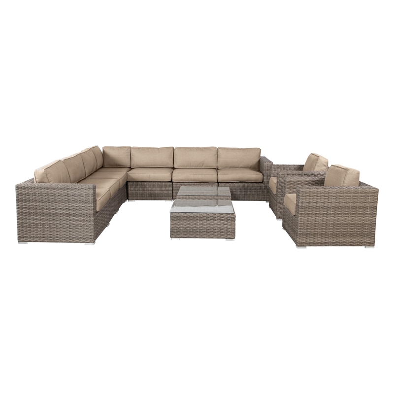 Living Source International 11-Piece Sectional Set w/Cushions - Beige