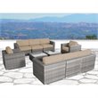 Living Source International 10-Piece Wicker Sectional Set w/Cushions in Beige