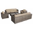 Living Source International 10-Piece Wicker Sectional Set w/Cushions in Beige