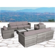 Living Source Intl 6-Piece Wicker / Rattan Sectional Set w/Cushion in Gray