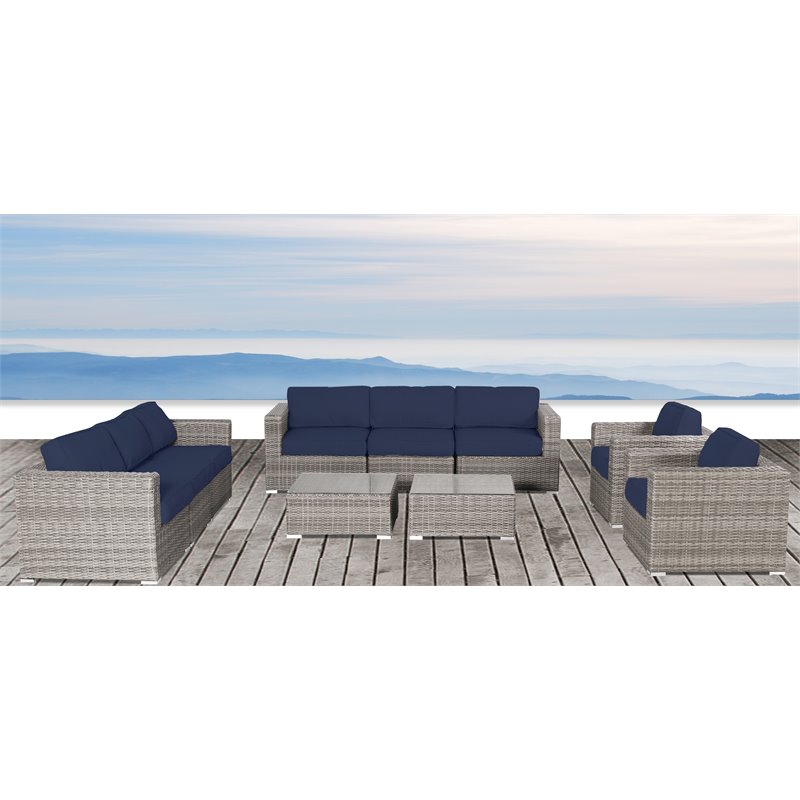 Living Source International 10-Piece Set with Cushions in Navy Blue