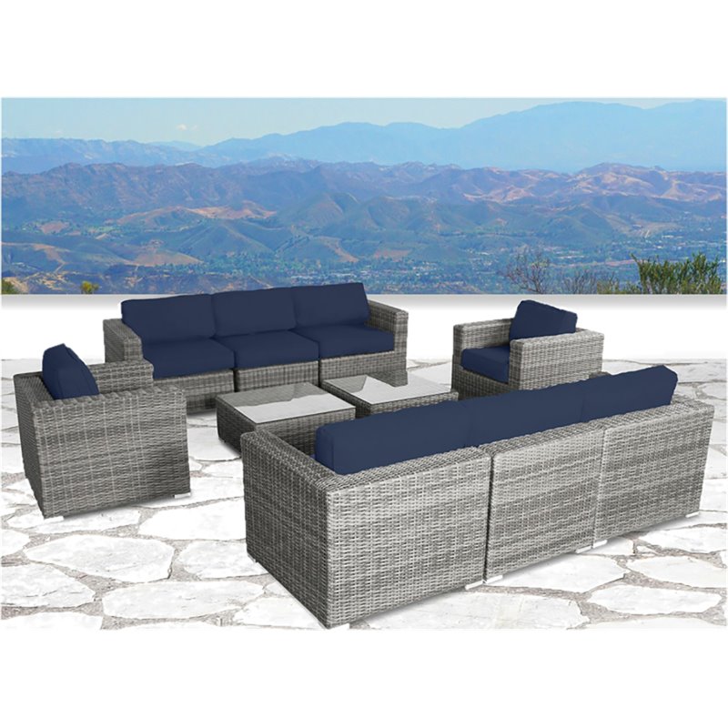 Living Source International 10-Piece Set with Cushions in Navy Blue