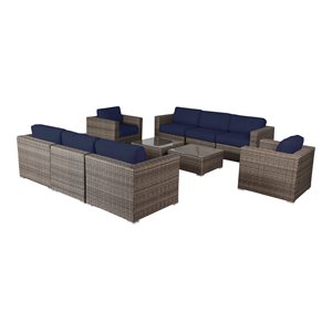 Living Source International 10-Piece Set with Cushions in Navy Blue
