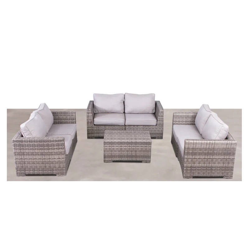 Living Source Intl 7-piece Wicker / Rattan Sectional Set w/Cushions in Gray