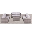 Living Source Intl 7-piece Wicker / Rattan Sectional Set w/Cushions in Gray