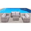 Living Source Intl 7-piece Wicker / Rattan Sectional Set w/Cushions in Gray