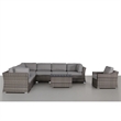 Living Source International 9-Piece Wicker / Rattan Sectional Set in Gray Finish