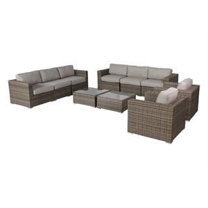 Living Source International 10-Piece Sectional Set with Cushions in Brown