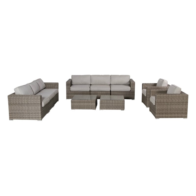 Living Source International 10-Piece Sectional Set with Cushions in Brown