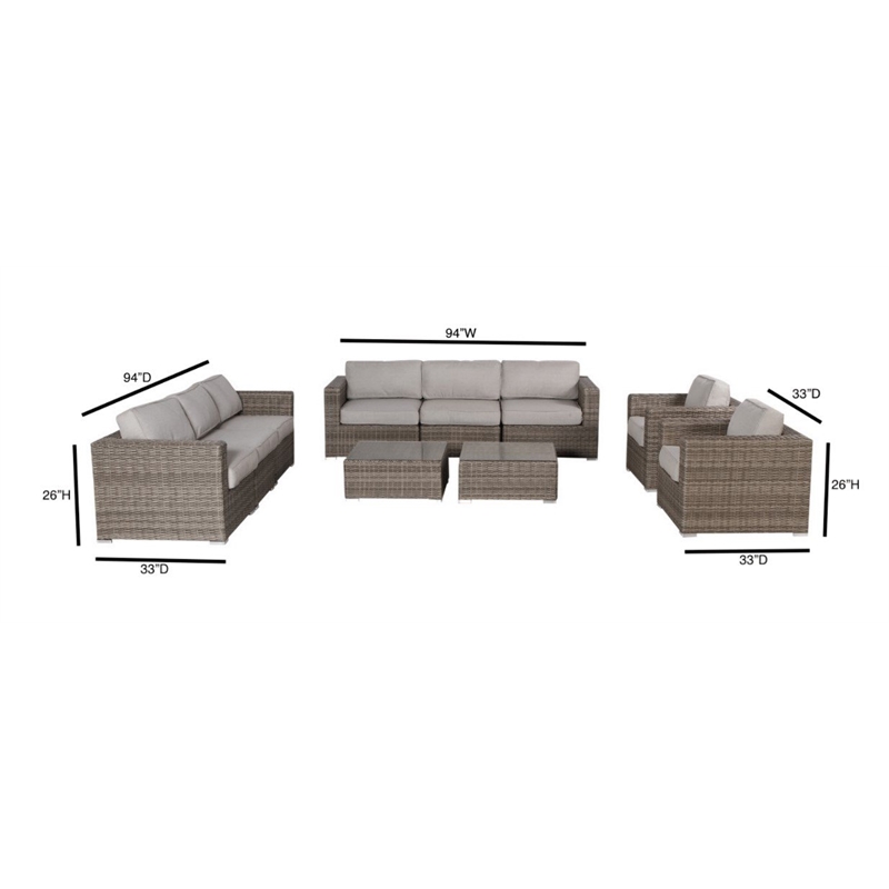Living Source International 10-Piece Sectional Set with Cushions in Brown