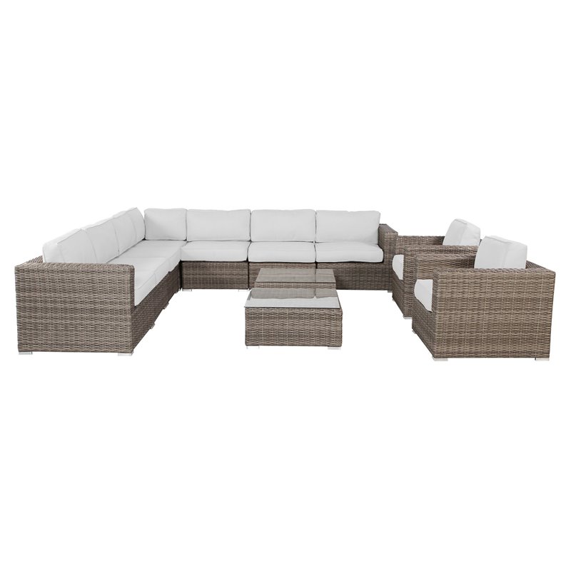 Living Source International 11-Piece Sectional Set with Cushion in Canvas/Gray