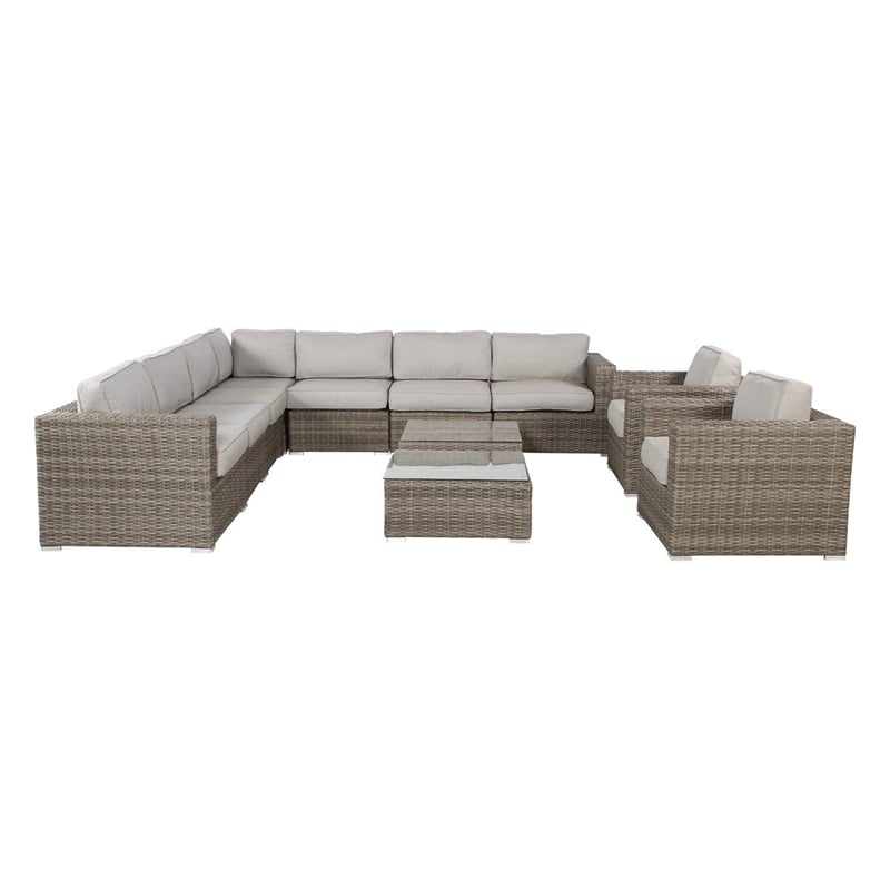 Living Source International 11-Piece Sectional Set w/ Cushion in Gray