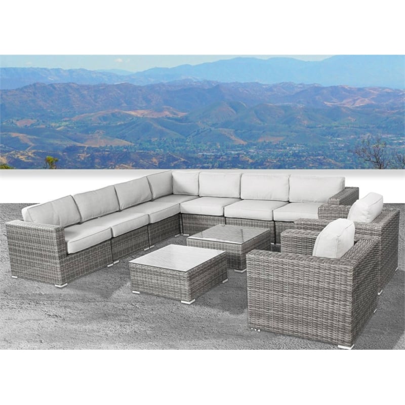 Living Source International 11-Piece Sectional Set w/ Cushion in Gray