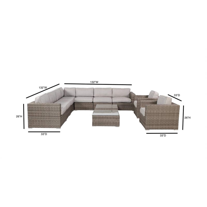Living Source International 11-Piece Sectional Set w/ Cushion in Gray