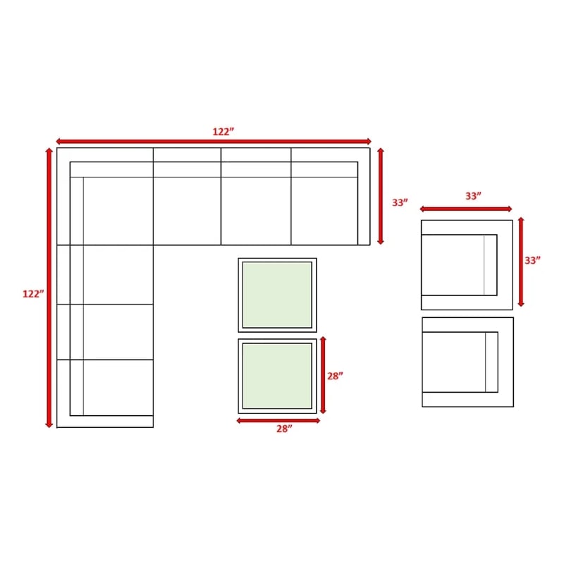 Living Source International 11-Piece Wicker / Rattan Sectional Set in Beige