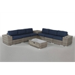 Living Source International 10-Piece Wicker Sectional Set with Cushions in Navy