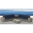 Living Source International 10-Piece Wicker Sectional Set with Cushions in Navy