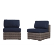 Living Source International 10-Piece Wicker Sectional Set with Cushions in Navy