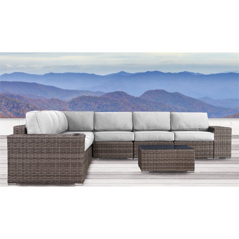 Living Source International 10-Piece Sectional Set in Espresso