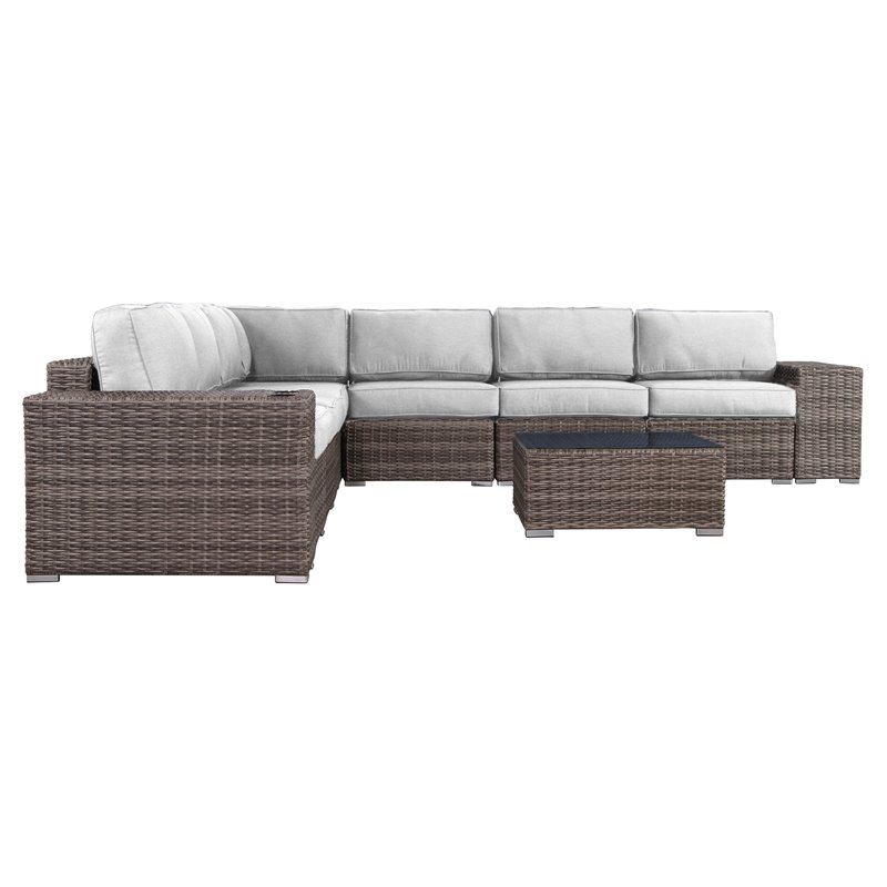 Living Source International 10-Piece Sectional Set in Espresso