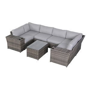living source international 9-piece sectional set w/ultra-soft cushion in gray