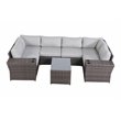 Living Source International 9-Piece Sectional Set w/ Cushion in Brown