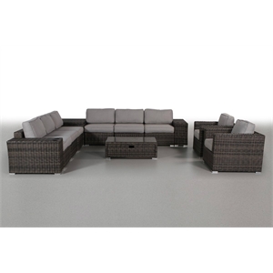 Living Source International 12-Piece Sectional Set w/Cushions in Espresso/Gray