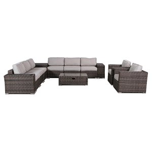 living source international 12-piece sectional set w/cushions in espresso/gray