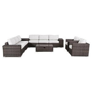 living source international 12-piece sectional set w/cushions in espresso/white