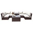 Living Source International 9-Piece Wicker Sectional Set w/Cushion in Espresso