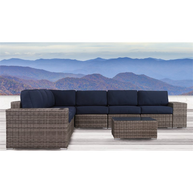 Living Source International 10-Piece Sectional Set with Cushions in Navy Blue