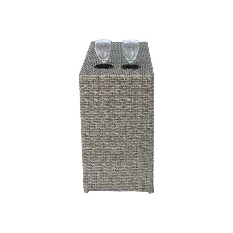 Living Source Intl 10-Piece Wicker / Rattan Sectional Set w/Cup Table in Gray