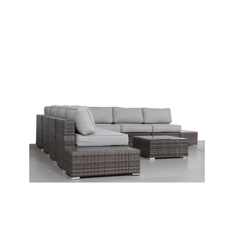 Living Source International 10-Piece Wicker / Rattan Sectional Set in Espresso