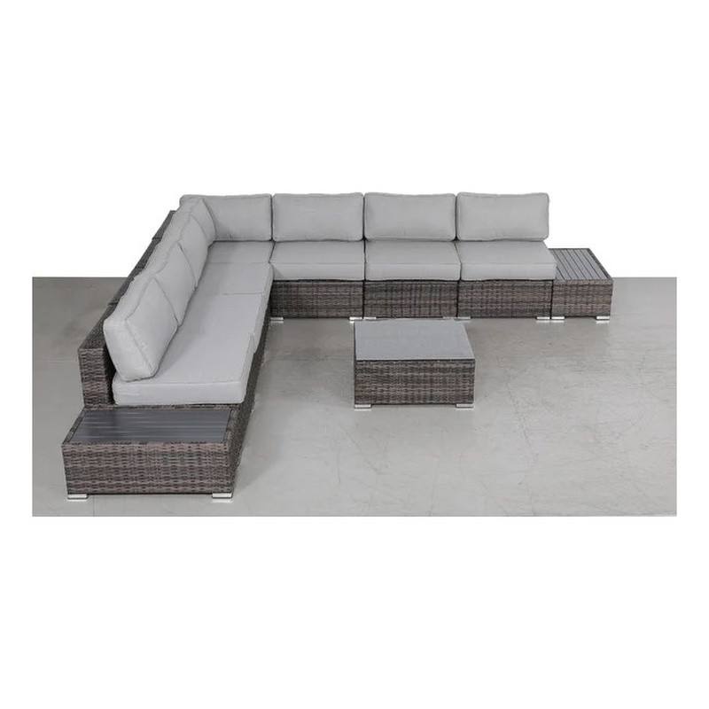 Living Source International 10-Piece Wicker / Rattan Sectional Set in Espresso
