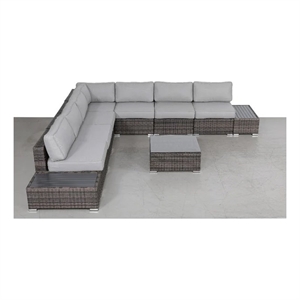 Living Source International 10-Piece Wicker / Rattan Sectional Set in Espresso